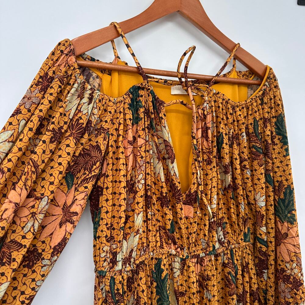 ULLA JOHNSON Floral Printed Noemi Cold Shoulder Midi Dress // S - Picture 9 of 14